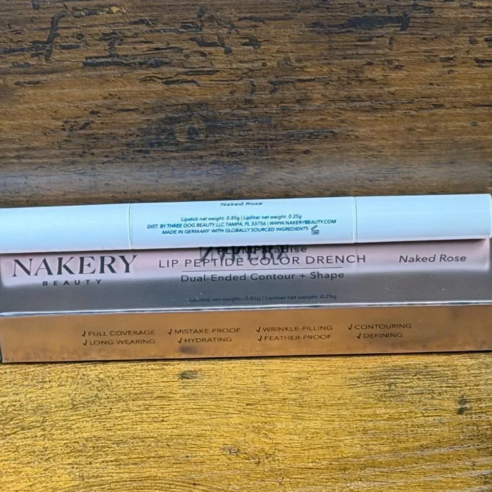 Rhode Salted Caramel + Nakery Naked Rose Liner/Lip Color Peptide Lip Bundle NEW